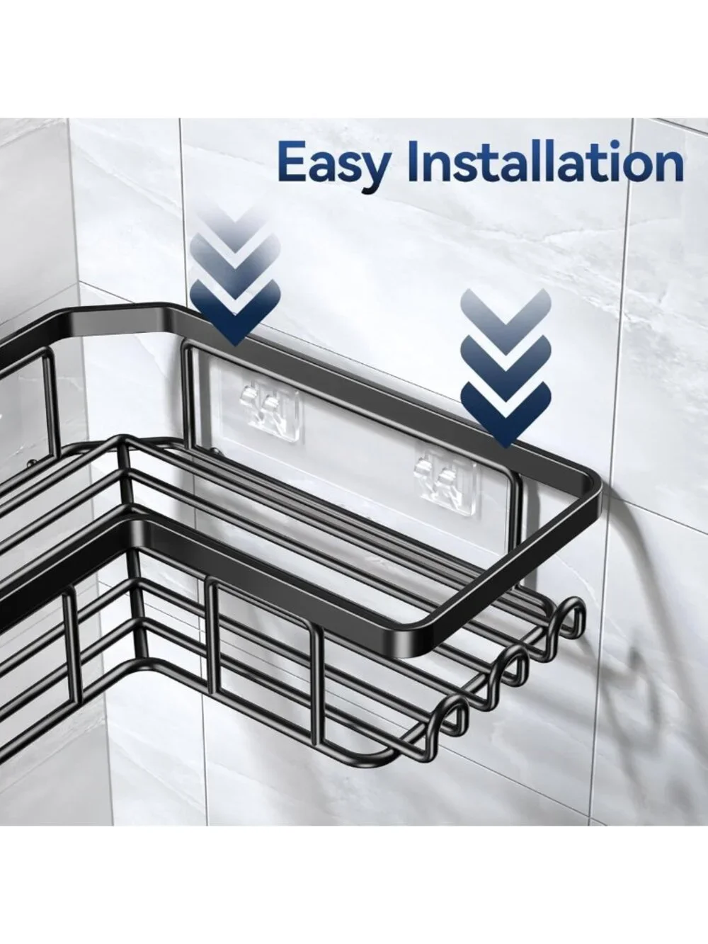 Rustproof Corner Shower Caddy with Soap Holder & 12 Hooks, Wall-Mounted